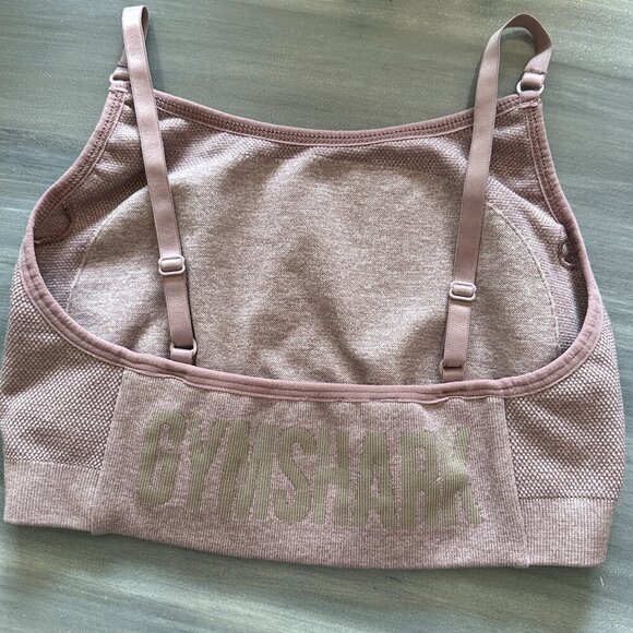 Gymshark Women's Flex Strappy Sports Bra Light Pink Marl Size Medium - Picture 4 of 7